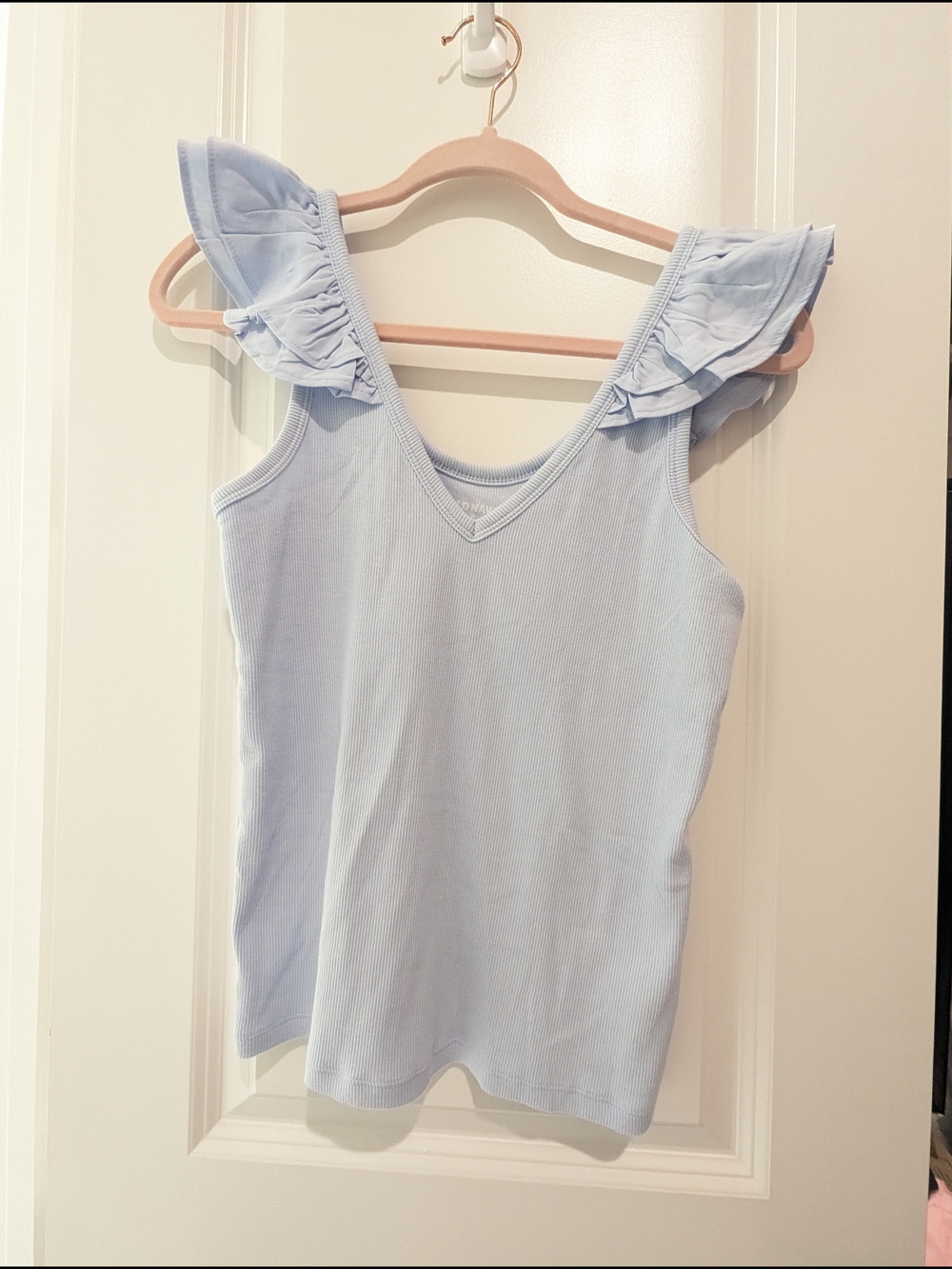 Old Navy Light Blue Ruffle Strap V-Neck Tank